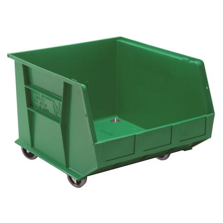 Quantum Storage Systems Hang & Stack Storage Bin, Polypropylene, Green, 14 in H QUS275MOBGN